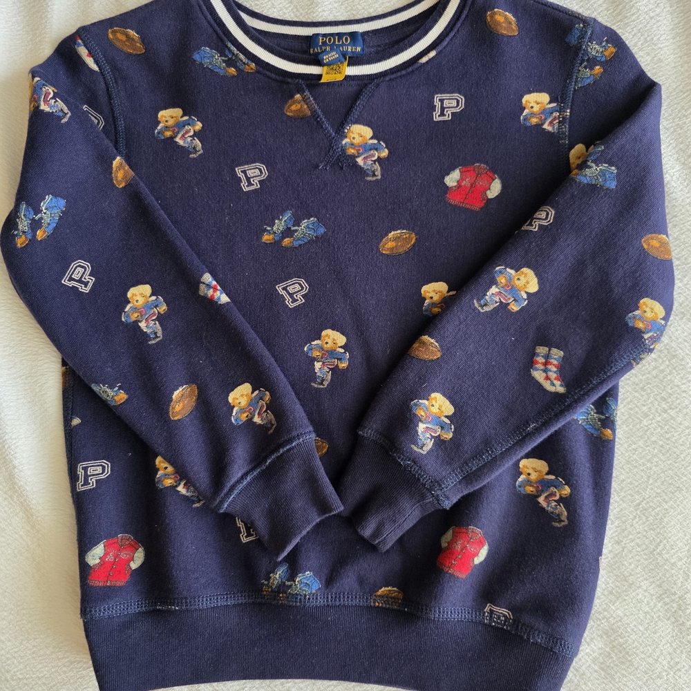 Polo by Ralph Lauren Navy Bear Pattern Crewneck Sweater